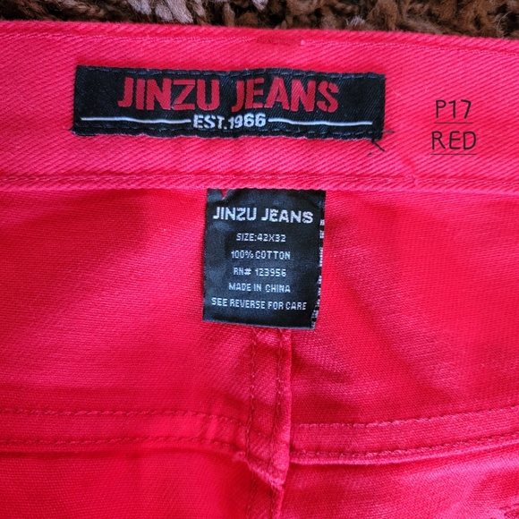 JINZU JEANS W42 L32 Red Zipper Fly - Picture 4 of 9